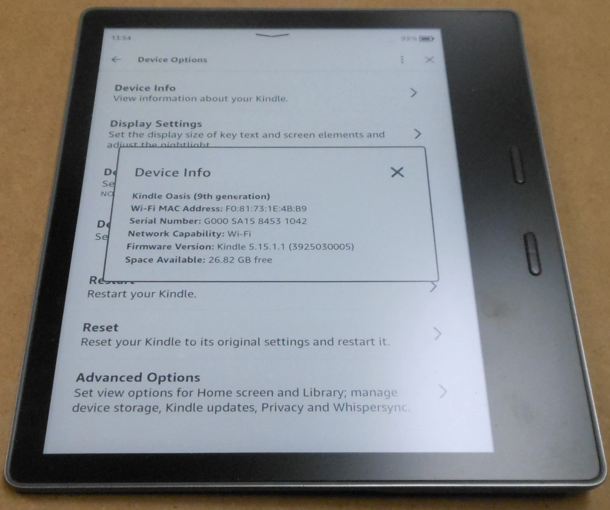 Amazon Kindle Oasis (9th Generation) 7 in - 8.9 in Screen eBook