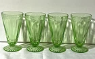 Vintage Jeanette (attr.) Green Depression Glass Footed Tea or Sundae Tumbler