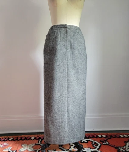 LAUREN RALPH LAUREN GRAY TWEED 100% WOOL MAXI SKIRT Excellent Condition
