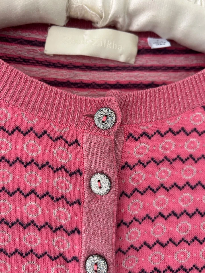 Ronit Zilkha Cardigan Women's Shimmer Sleeve & Buttons Pink With Cashmere Size S - Image 3 of 4