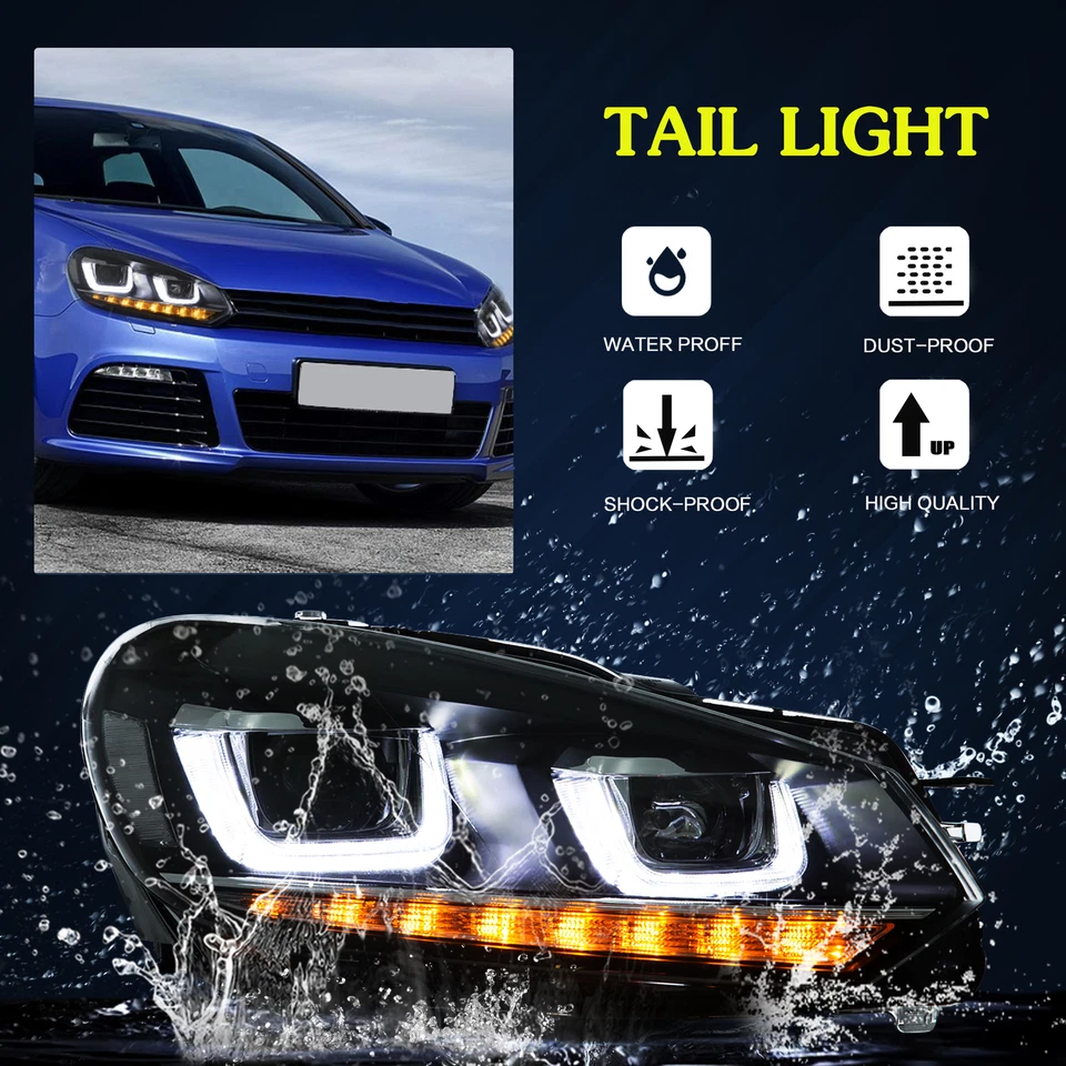 VLAND Paar Frontscheinwerfer für Golf 6 MK6 VI TSI 2008–2013 dynamischer Blinker - Bild 3 von 4
