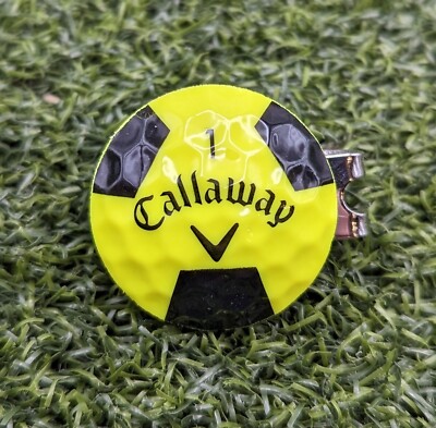 Callaway Truvis Real Golf Ball Marker With Magnetic Hat Clip Yellow Soccer Ball