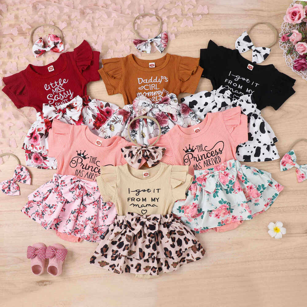 Newborn Baby Girl Floral Romper Dress Jumpsuit Playsuit Headband Outfits Set