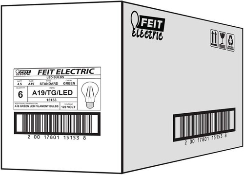 Vibrant Green Dimmable LED Bulbs, Clear Glass Filament - 6-Pack, 20,000 hrs - Picture 8 of 10