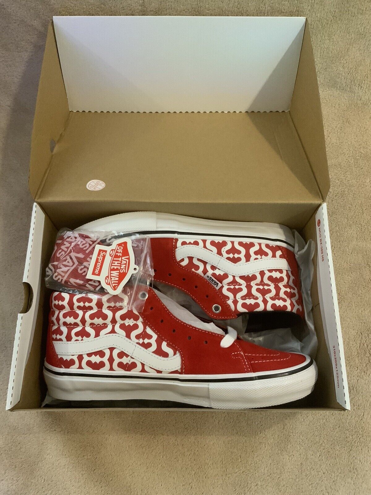 SUPREME X VANS MONOGRAM S LOGO SKATE GROSSO MID Size 8.5 Men RED/WHITE SS21