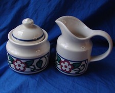 Pfaltzgraff ARBOR VINE Pattern Sugar Bowl & Creamer Made in USA VGC