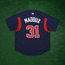 Greg Maddux M N 2003 Atlanta Braves Navy Blue Authentic Batting Practice Jersey