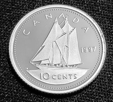 ***  CANADA  10  CENTS  1997 *** PROOF  HEAVY  CAMEO  *** STERLING  SILVER ***