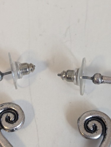 Dressy Antique Silver Funky Heart Charms Post Hanging Chunky Statement Earrings - Picture 4 of 6