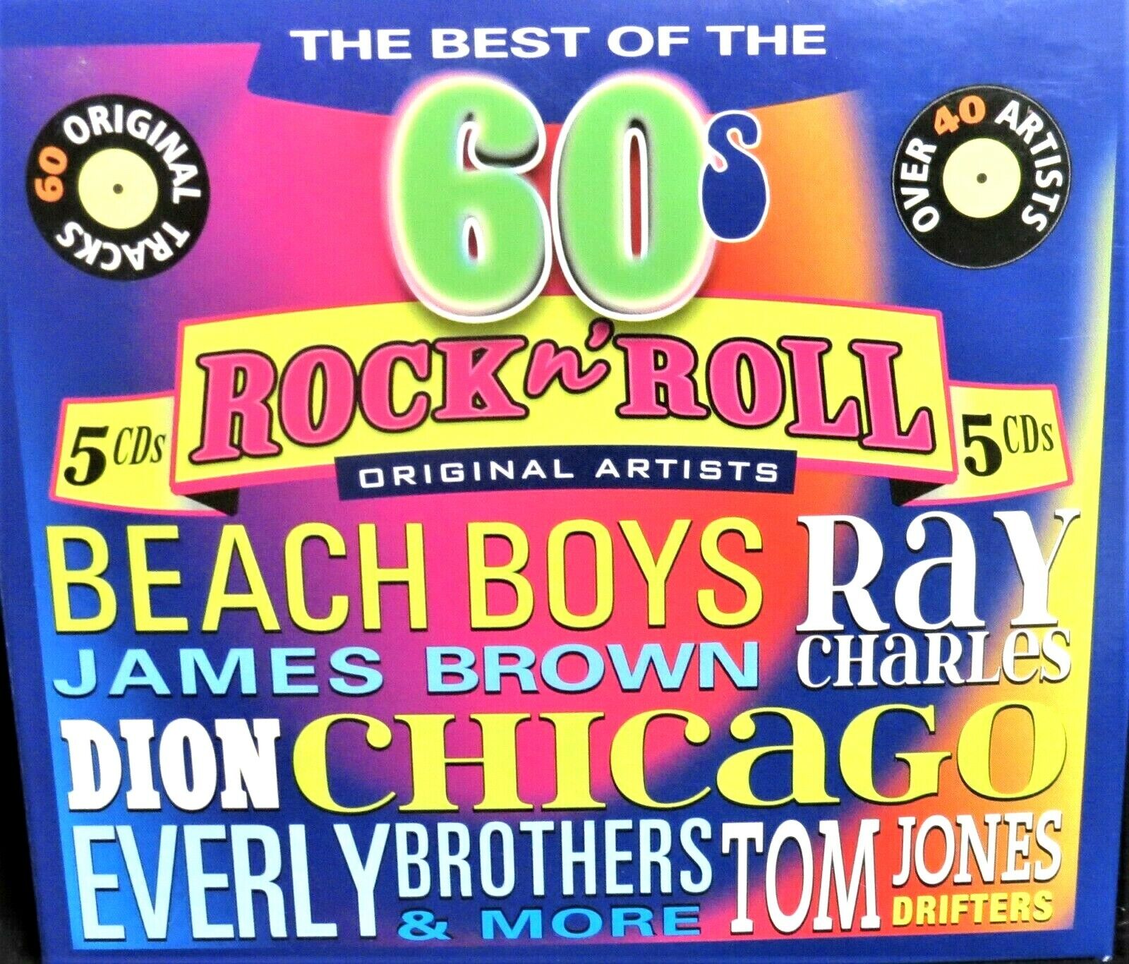 BEST OF 60'S ROCK N ROLL 5 CDS BOX NEW! Tom Jones, Beach Boys, Dion, 60 Tracks