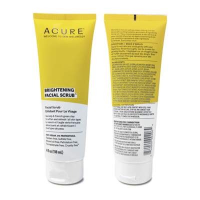 !ACURE: Brightening Facial Scrub 118ml,  Facial Scrub Exfoliant Pour Le Visage