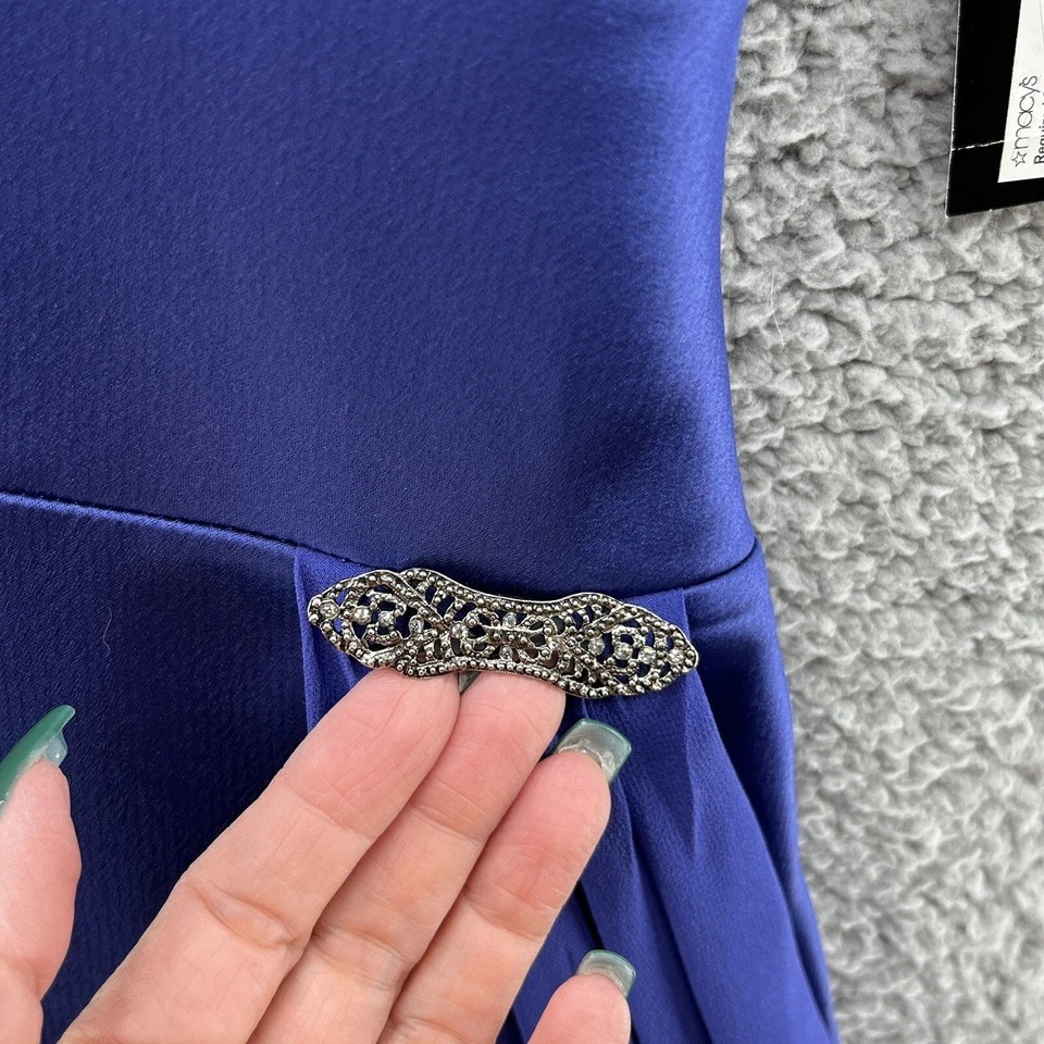 Vestido Jones New York Para Mujer 12 Azul Zafiro Ajuste Satinado Acampanado Retro Fiesta Glamour Foto 3 de 4