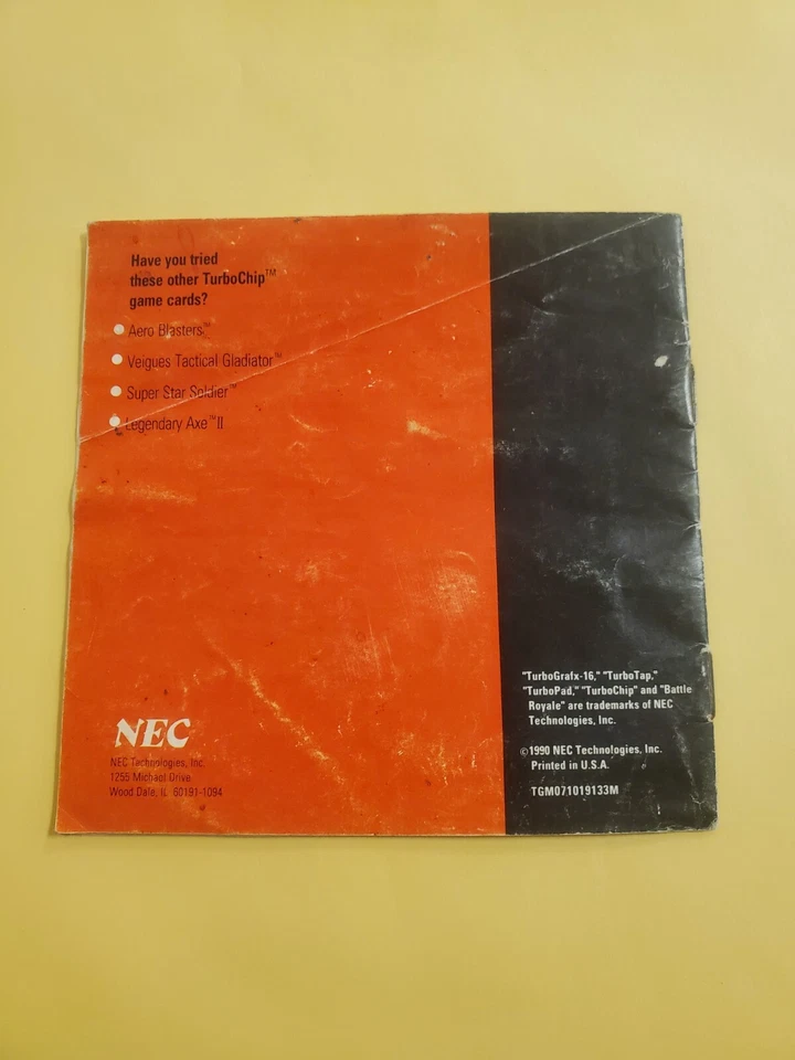 Battle Royale manual Turbo Grafx 16 - Image 2 of 2