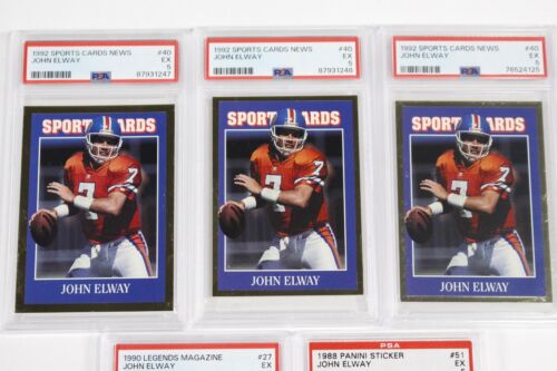 (5) Lotto Carte Classificate Oddball John Elway PSA Sports Card News Panini Sticker - Foto 2 di 4