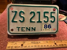Tennessee Motorcycle License Plate 1986 ZS 2155