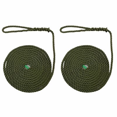 2 x 20 mm Olive Softline Festmacher Seile x 19 m C/B 12 Zoll Soft Eye, Warps, Boot