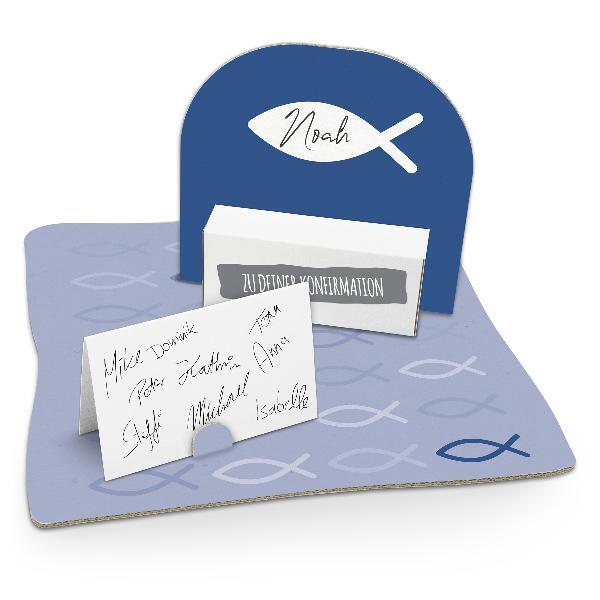 itenga Geldgeschenk Verpackung Fisch Blau Kommunion Konfirmation Taufe Junge