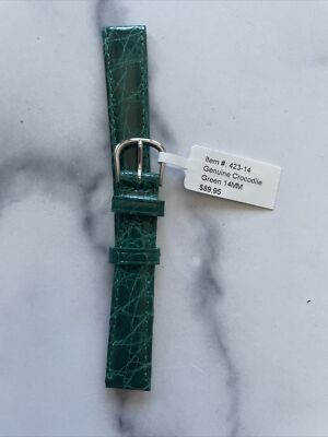 DeBeer Paris Watch band 14mm Green Crocodile #423-14 Straps Bargains Deals Sales