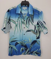 Kole Kole Hawaiian Shirt Mens Large Blue Floral Tropical Short Sleeve USA Made