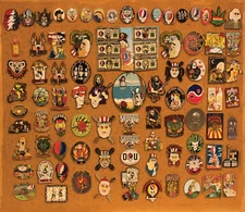 100 PREMIUM  GRATEFUL DEAD RELIX DEAD HEAD ASSORTED CLOISSONE METAL HAT PINS