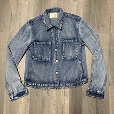 Life In Progress Women's Button Denim Blue Jacket Pockets - Size M