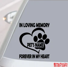 CUSTOM PERSONALIZED NAME TEXT LOVING MEMORY PET DOG CAT VINYL DECAL CAR STICKER