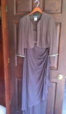 ALEX EVENING BROWN CHIFFON 2 PC EVENING DRESS DAMAGED COSTUME