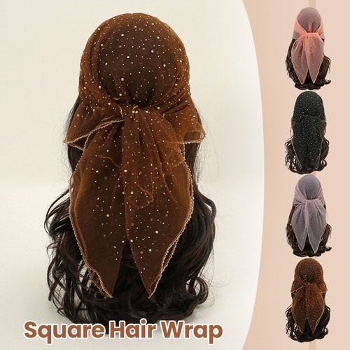 Women Square Scarves Summer Breathable Neck Scarf Elegant Turban Hair Wrap - Picture 2 of 17