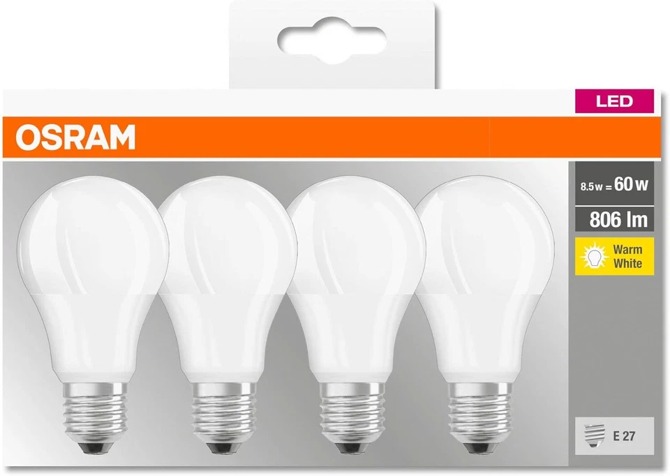 Osram LED Base Classic A Lampe, in Kolbenform mit E27-Sockel, ÖZENSAAT - Bild 4 von 4