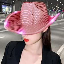 Cowboy Hat Light up for Men Women Headwear Cap for Nightclub Cosplay Disco
