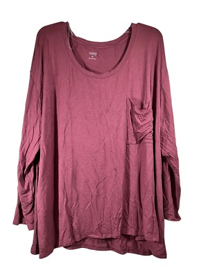 NWT Alfani Intimate Women Burgandy Neck Long Sleeve Shirt 2X Wild Ginger