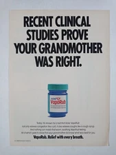 1980s Grandmother Was Right VICKS VapoRub Bathroom Colorful Vtg Poster Print Ad