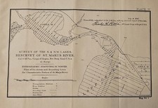 Mapa antiguo de N.N.W. Lakes Survey & St. Marys River Hydrography, 11x9, 1895