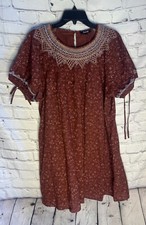 Madewell Women's Baby Doll Dress Embroidered Puff Sleeve In Dotted Vines M