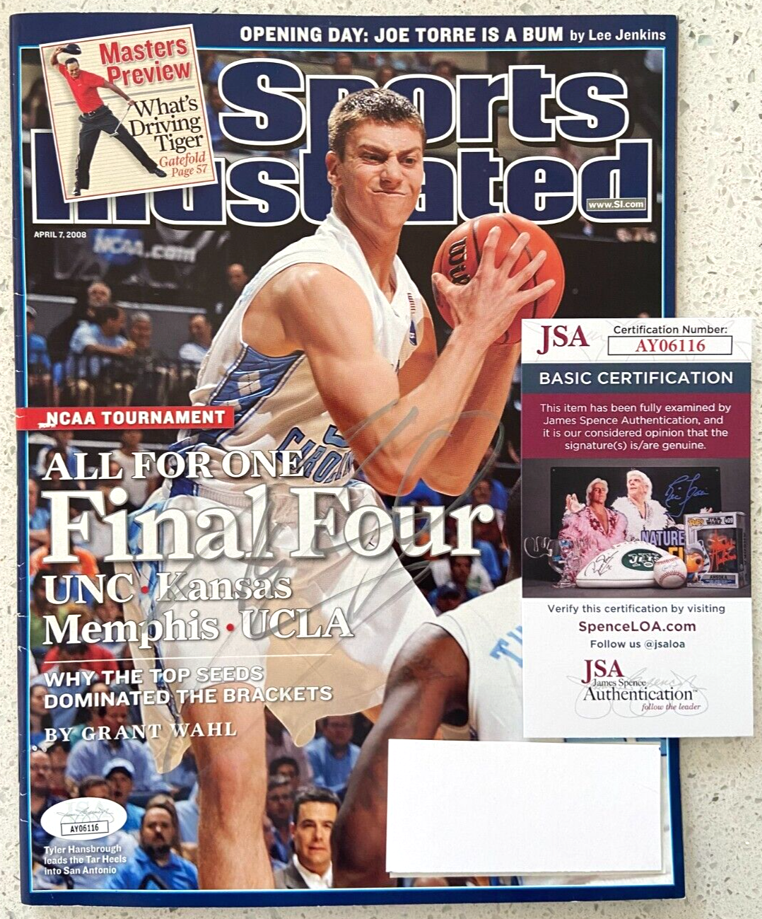 Tyler Hansbrough Autographed Signed North Carolina Tar Heels SPORTS ILLUSTRATED SI MAGAZINE NORTH CAROLINA HEELS JSA 