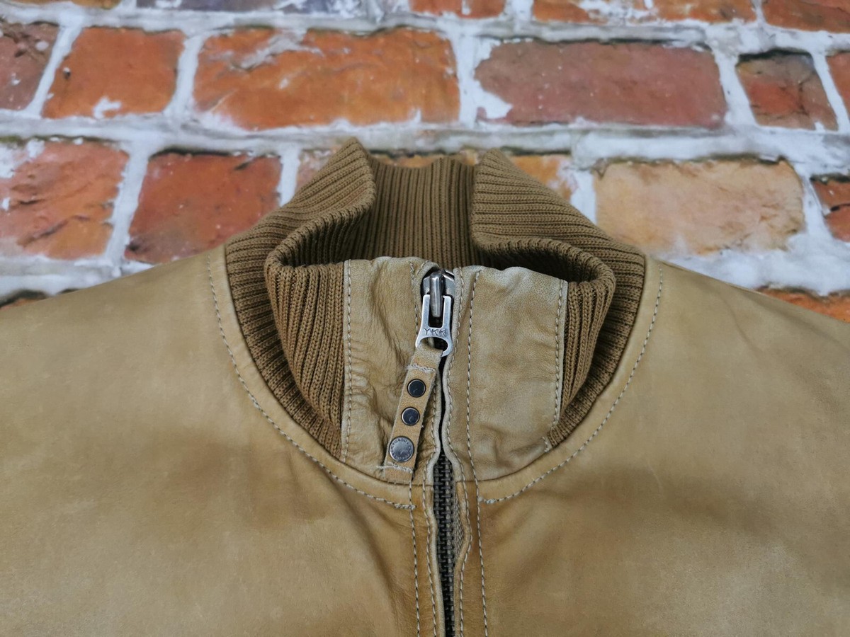 Chevignon 1957 Vintage Leather Jacket Cream Beige Buffalo Chevignon 1957 Vintage Leather Jacket Cream Beige Buffalo
