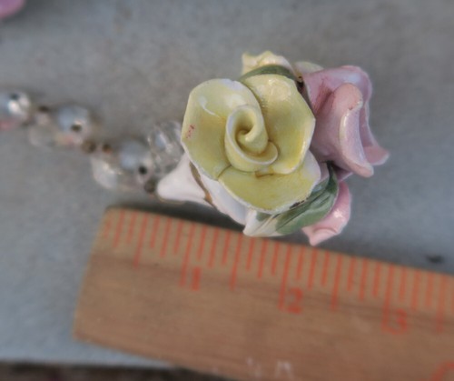 1 Prisma Porzellan Rosa Zitrone Rose Kronleuchter Lampe Capodimonte Teil Vintage - Bild 3 von 14