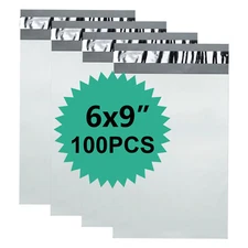 100 Poly 6x9 White Poly Mailers Shipping Envelopes Mailing Bags 2.5 Mil