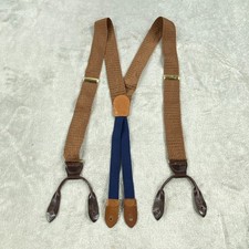 Cole Haan Suspenders Mens Brown Waffle Knit Leather Adjustable Formal Dressy