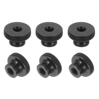 6Pcs Knurled Thumb Nuts, M6x12mm Carbon Steel Nut Iron Round Knobs Black