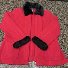 Vintage Alexandra Bartlett Red Coat Faux Fur ...