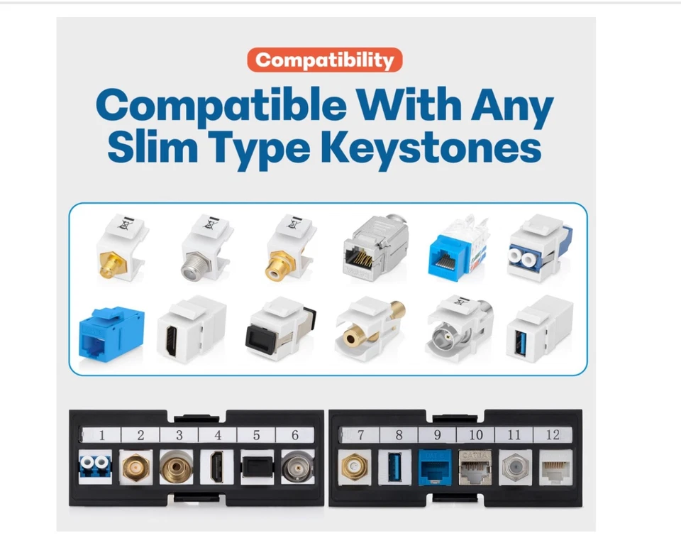 24 Port Blank Keystone Patch Panel-Removable Panels-Rear Cable Bar-1U RJ45,HDMI - Image 3 of 4