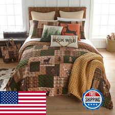 Donna Sharp Twin Bedding Set - 2 Piece - Green Forest Lodge Quilt Set Twin