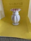 Vintage Fenton Peach Crest beaded Melon Vase 4 Inches High