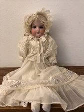 23” Antique Bisque Head And Leather Body Armand Marseille (A.M) Dep