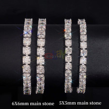 5-6MM VVS1 D Moissanite Asscher Cut Tennis Bracelet Solid 925S Passes Tester 