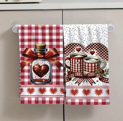 2 Stück Land Rot Küche Bad Handtücher Mikrofasertuch Muttertag Geschenk