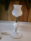 Vintage Mid-Century 15.5" White Milk Glass Hobnail Boudoir Vanity Desk Lamp