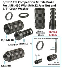 Steel 5/8x32 TPI Muzzle Brake With 13/16x16 TPI Sound Forwarder For .458 .450
