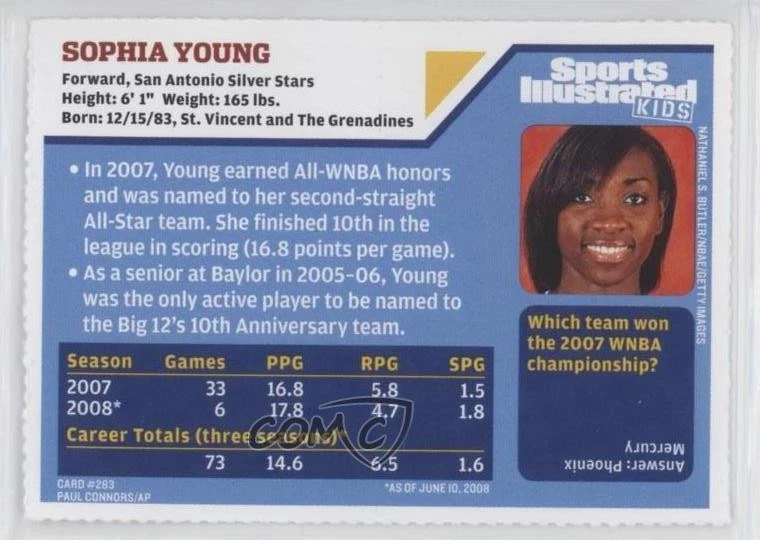 2008 Sports Illustrated for Kids Series 4 Sophia Young #283 - Image 2 of 2